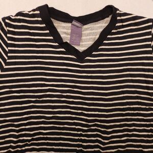 Laura Scott Pullover Long Sleeve T Shirt Womens Size 1X Black White Striped